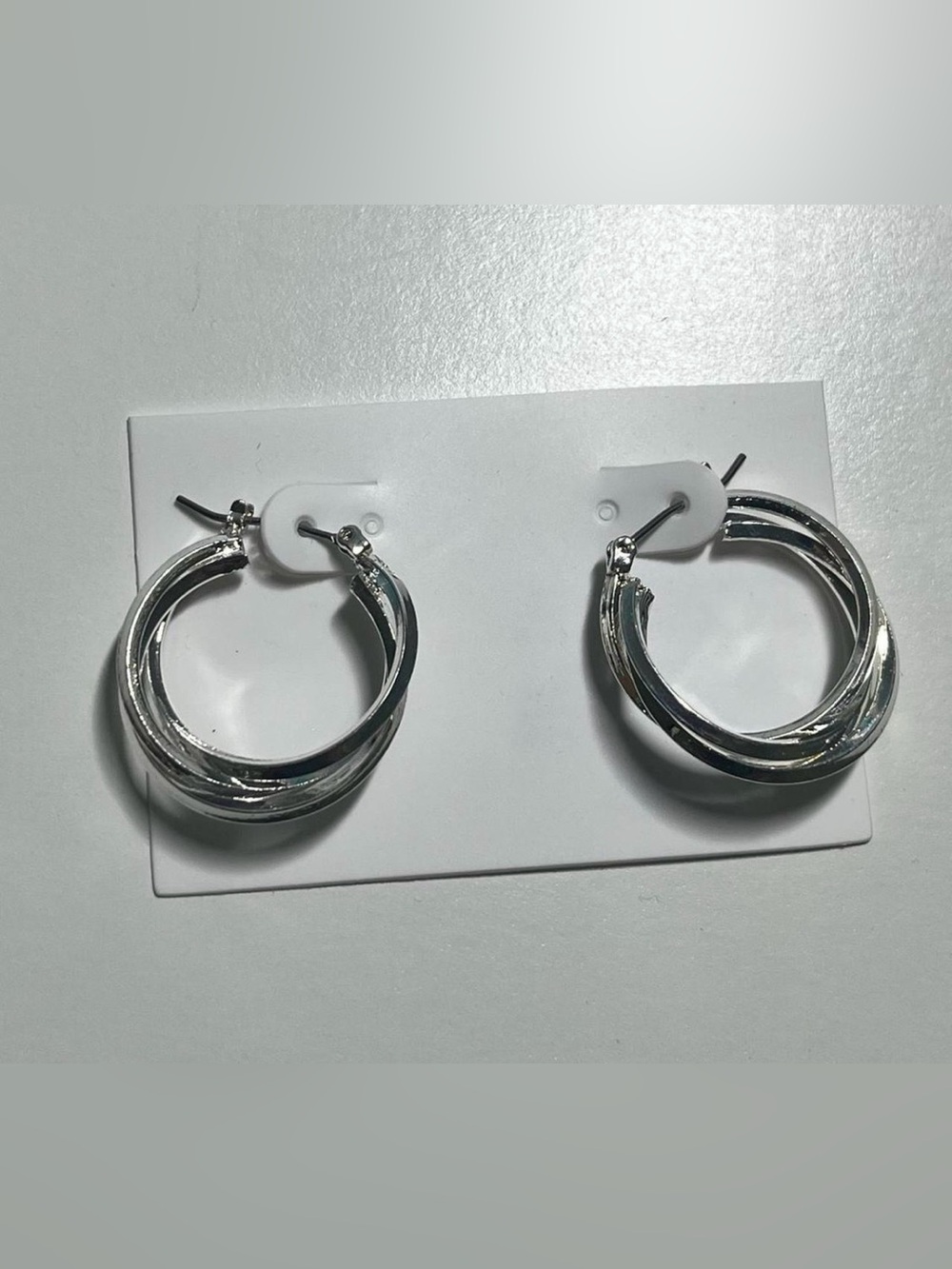 silver 3 ring intertwined hoop earrings